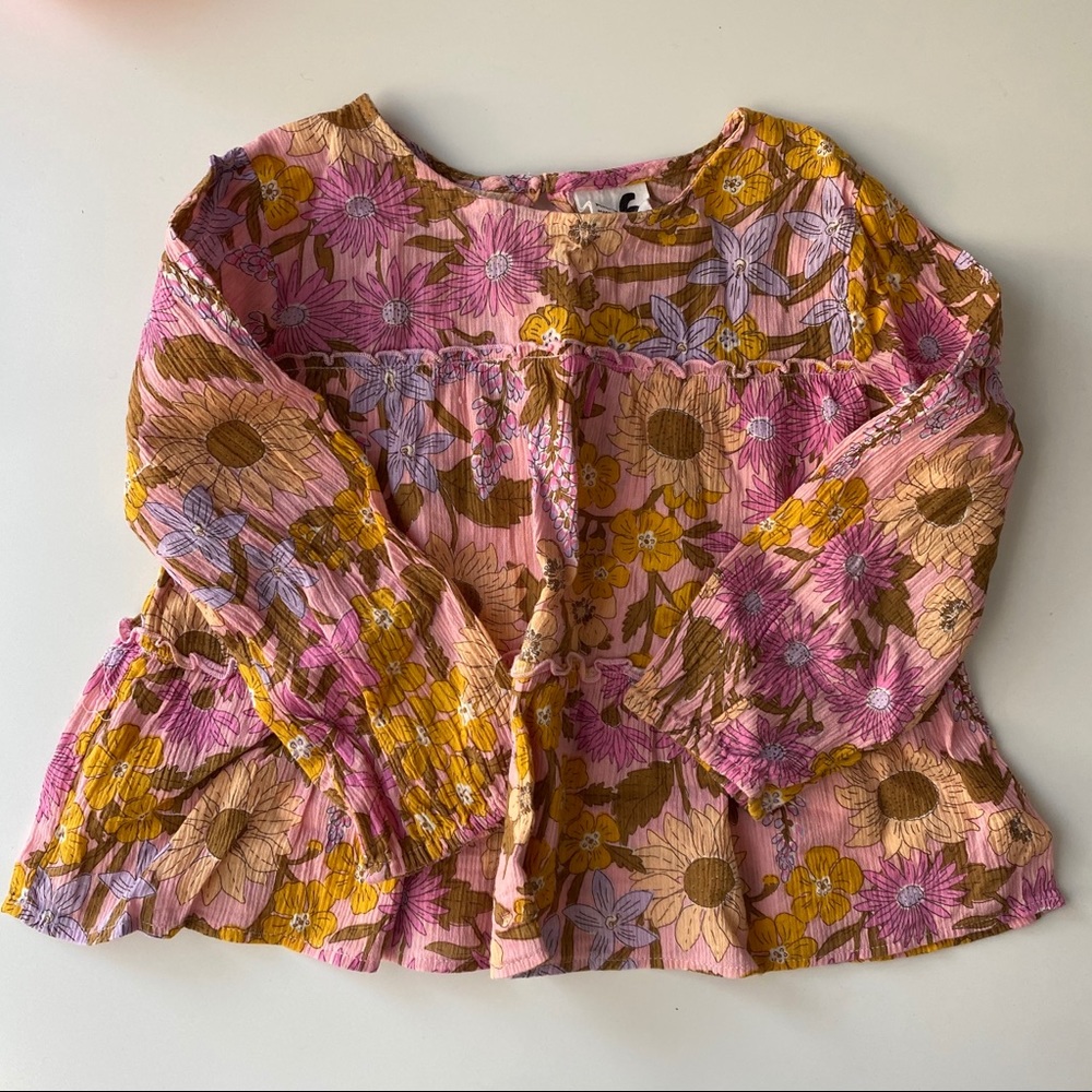 Cotton On Floral 70s Blouse Top sz 6